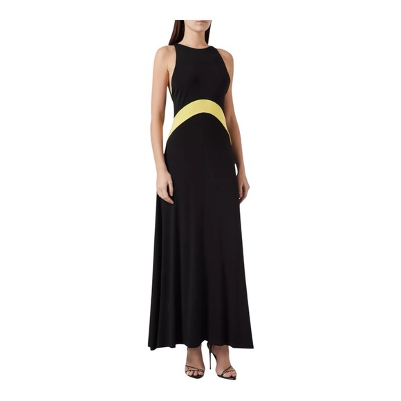 SOLID & STRIPED Dresses & Skirts - Solid & Striped x Sofia Richie The Jonati Dress Noir Black Yellow Cutout Maxi NW